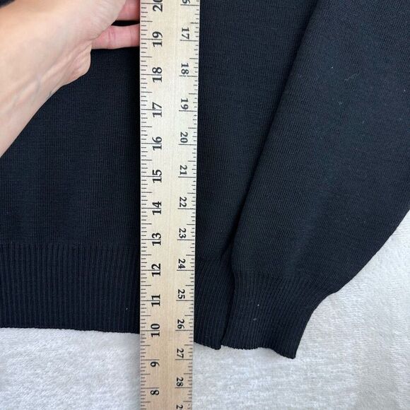 DEMETRE Sweater Mens Large Black 1/4 Zip 100% Wool LS Pullover Sweatshirt VTG - Picture 6 of 8